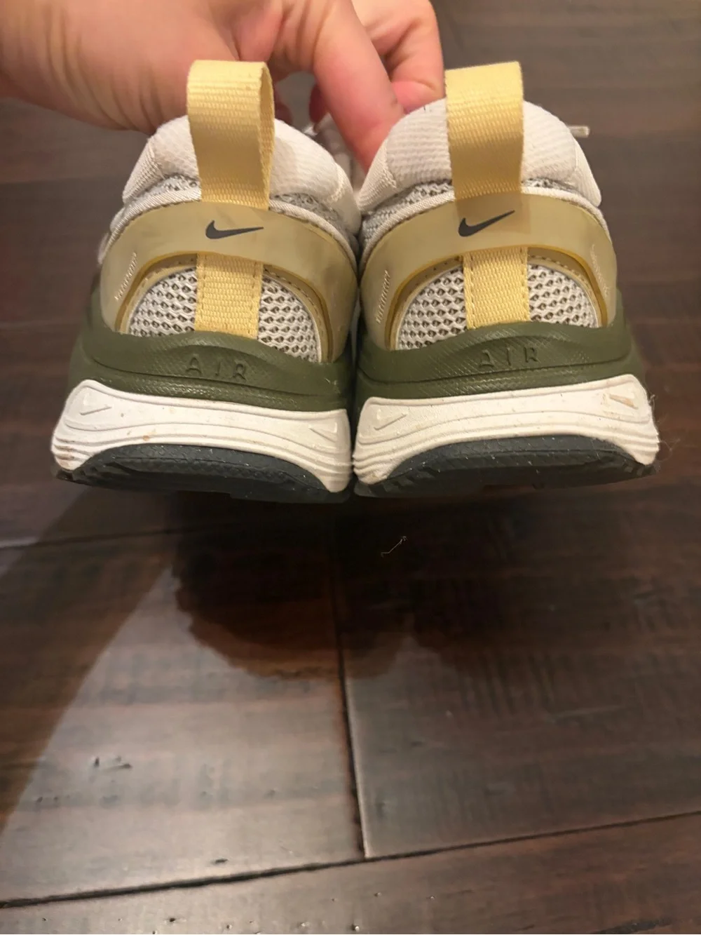 Nike Air Max Bliss White and Olive Green Sneakers sporty athletic athlete shoes